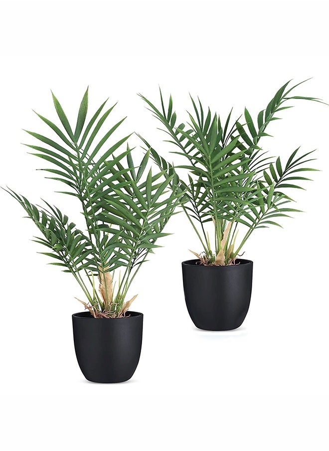 LENND 2 Pack Fake Plant with Pot 35cm Desk Plant Artificial Potted Plant in Matte Black Pot Greenery Aesthetic House Plants for Home Decor Indoor Bathroom Table Shelf Desk Office Decoration  - Image 1