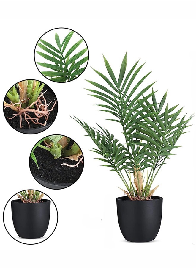 LENND 2 Pack Fake Plant with Pot 35cm Desk Plant Artificial Potted Plant in Matte Black Pot Greenery Aesthetic House Plants for Home Decor Indoor Bathroom Table Shelf Desk Office Decoration  - Image 2