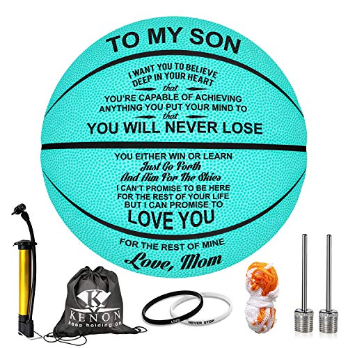 K KENON Customized Engraved Basketball Personalized Basketball for Daughter Son Granddaughter Wife Husband Birthday You Will Never Lose (for Son from Mom) - Image 1