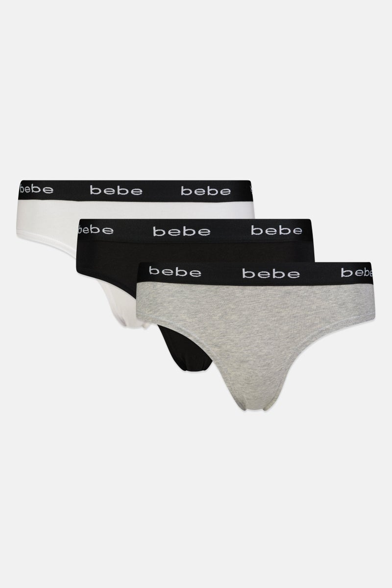 bebe Women 3 Pieces Brand Logo Cheeky Panty, Multicolor - Image 2