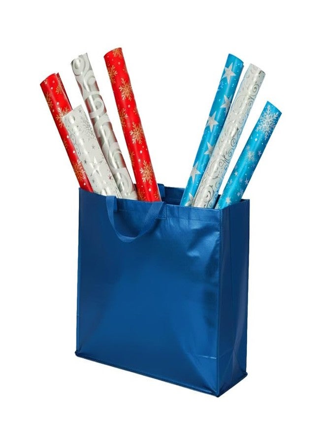 AARVYAN Large Size Pack of 8 Pcs Matt Metallic Laminated Non-Woven Reusable Eco-Friendly Party Return Gift Bag (Blue) (Large 17 * 12 * 5 Inch) - Image 1