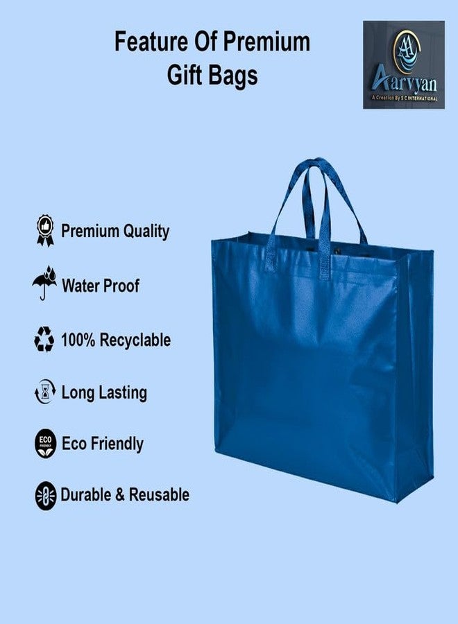 AARVYAN Large Size Pack of 8 Pcs Matt Metallic Laminated Non-Woven Reusable Eco-Friendly Party Return Gift Bag (Blue) (Large 17 * 12 * 5 Inch) - Image 3