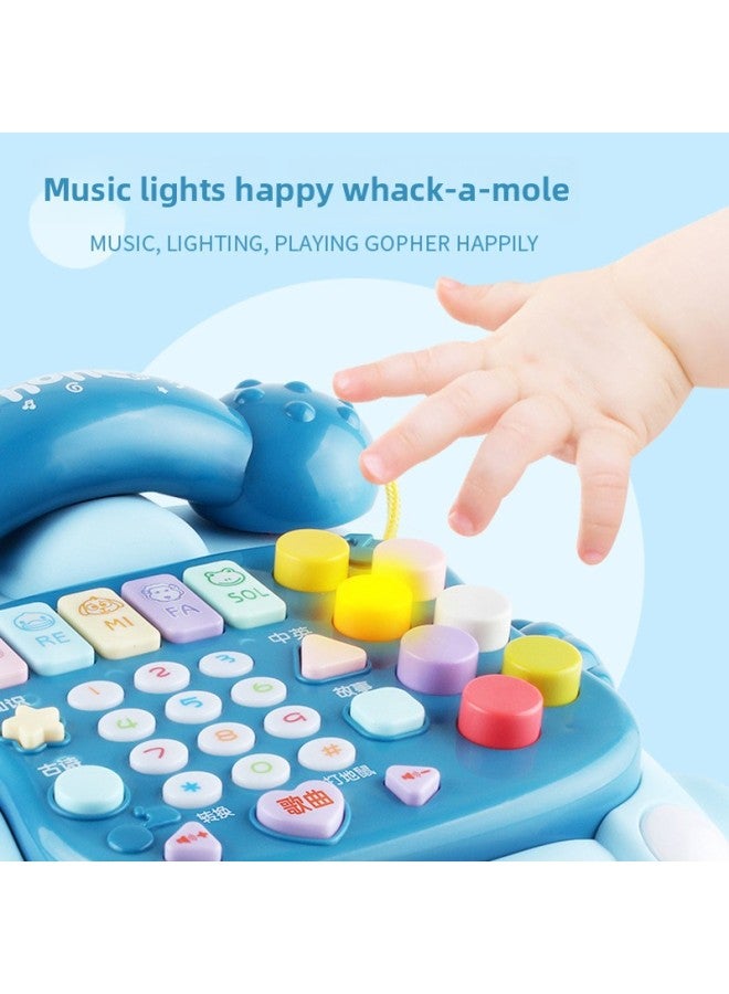 Children's Telephone Toys Baby Music Mobile Phone Simulation Landline Baby Puzzle Early Education Boys 0-1 Years Old 2 Girls-Color:【Medium Charging Version】 Music Phone-Blue - Image 4