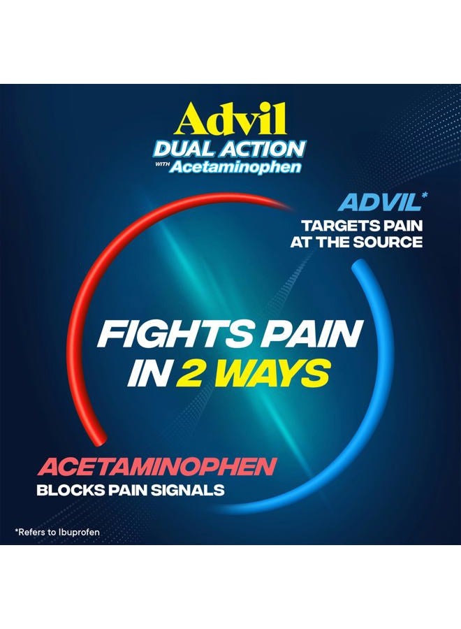 Advil Dual Action Coated Caplets with Acetaminophen, 250 Mg Ibuprofen and 500 Mg Acetaminophen Per Dose (2 Dose Equivalent) for 8 Hour Pain Relief - 2 Count x 50 - Image 3