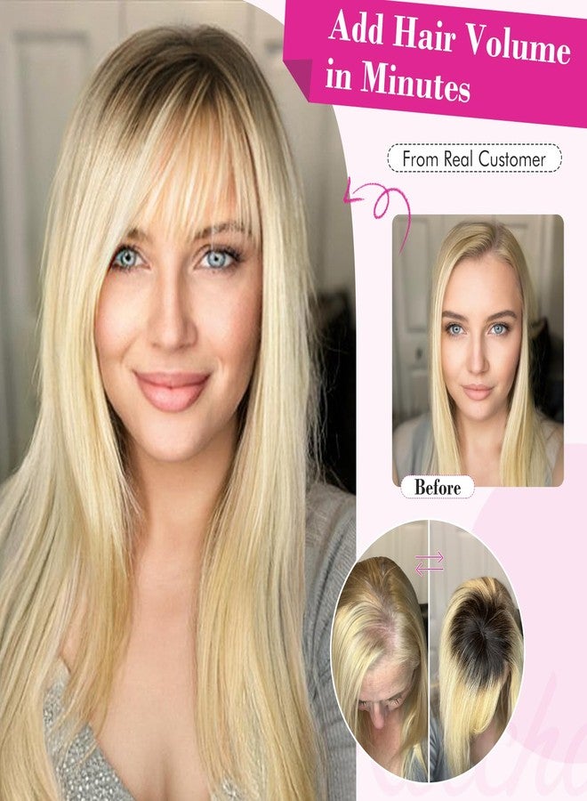 REECHO Hair Toppers for Women Real Human Hair, 10 inch Hair Toppers with Bangs for Women with Thinning Hairs, Dark Grey - Image 5