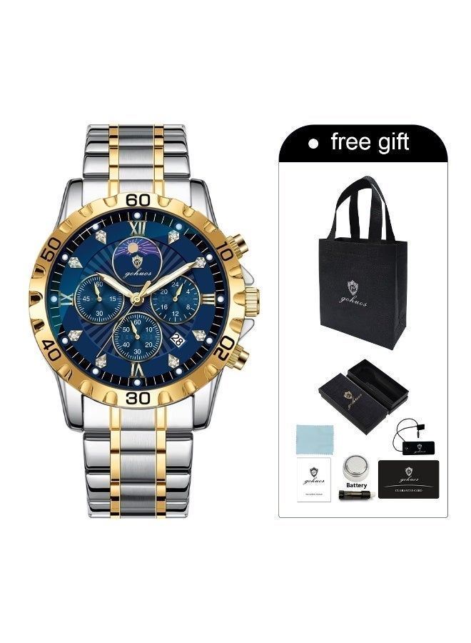 GOHUOS Watches for Men, Top Brand Luxury Quartz Stainless Steel Band Water Resistant Chronograph Classic Wrist Watch - 42mm - Father or Boyfriend Gift - Image 2