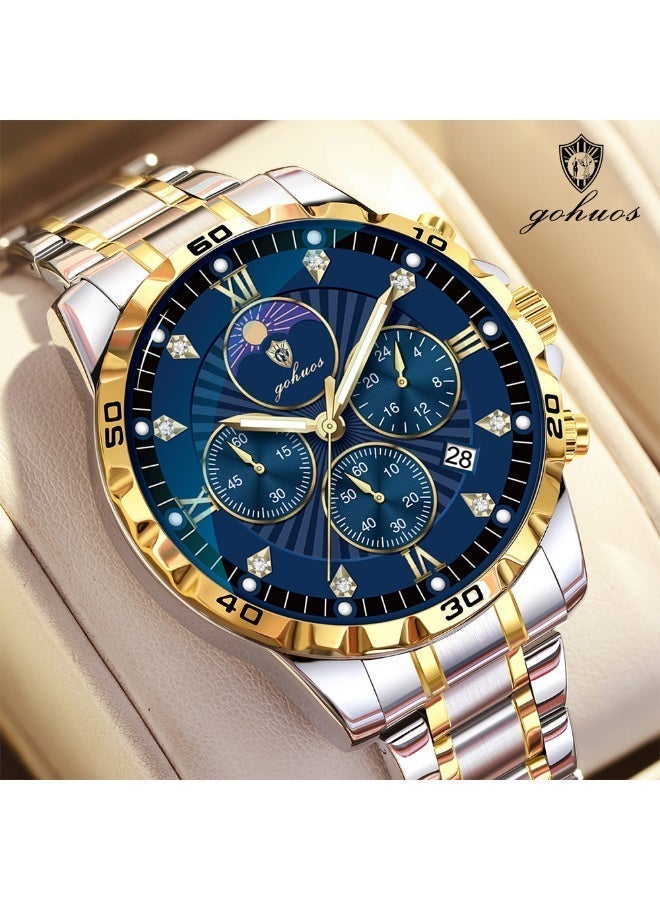 GOHUOS Watches for Men, Top Brand Luxury Quartz Stainless Steel Band Water Resistant Chronograph Classic Wrist Watch - 42mm - Father or Boyfriend Gift - Image 4