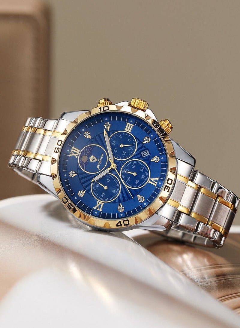 GOHUOS Watches for Men, Top Brand Luxury Quartz Stainless Steel Band Water Resistant Chronograph Classic Wrist Watch - 42mm - Father or Boyfriend Gift - Image 5
