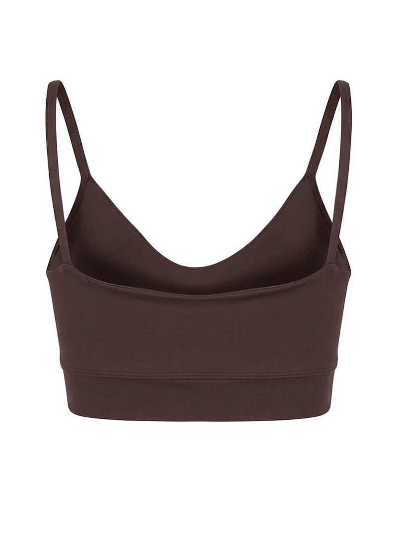trendyol Dark Brown Supportive/Shape-Enhancing Knitted Sports Bra with Straps - Image 5