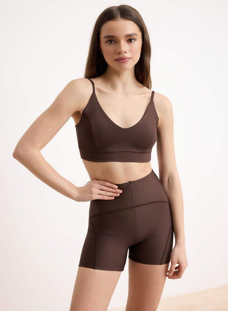 trendyol Dark Brown Supportive/Shape-Enhancing Knitted Sports Bra with Straps - Image 2