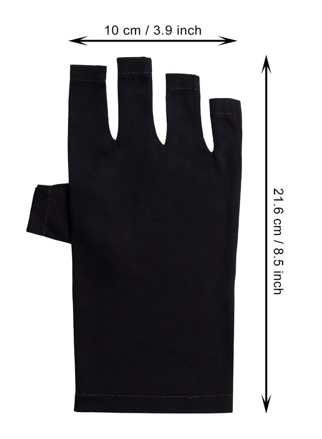 PENTA ANGEL Anti UV Gloves for Gel Nail Lamp Gel Manicure UV Shield Fingerless Gloves for Women Girls Nail Art DIY Hand Skin Care Protection (Black) - Image 2