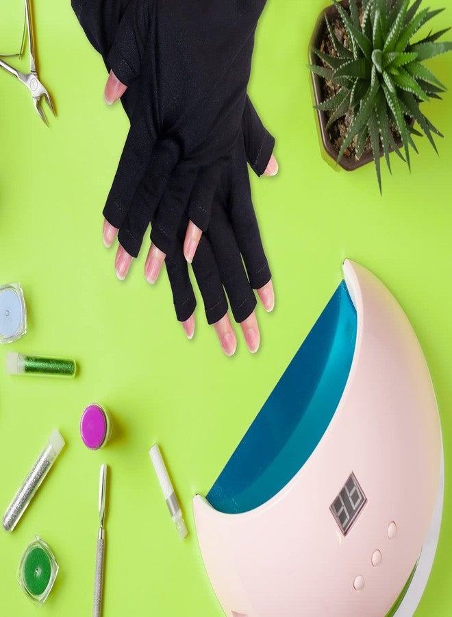 PENTA ANGEL Anti UV Gloves for Gel Nail Lamp Gel Manicure UV Shield Fingerless Gloves for Women Girls Nail Art DIY Hand Skin Care Protection (Black) - Image 4