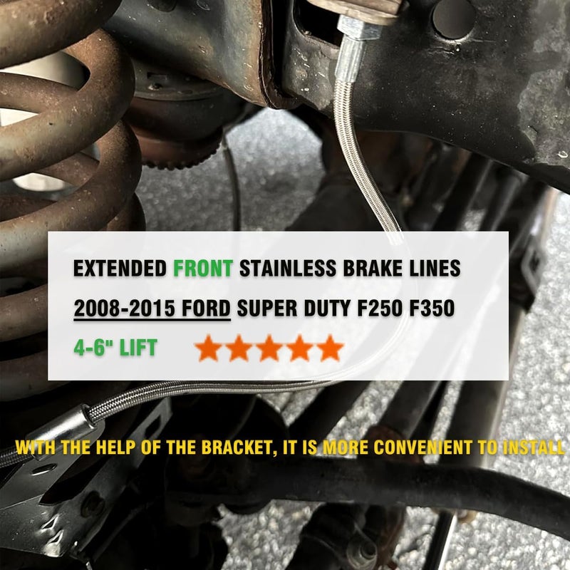 FAPO SHOCK Extended Front Stainless Brake Lines for 2008-2015 Ford Super Duty F250 F350 4-6" Lift - Image 2
