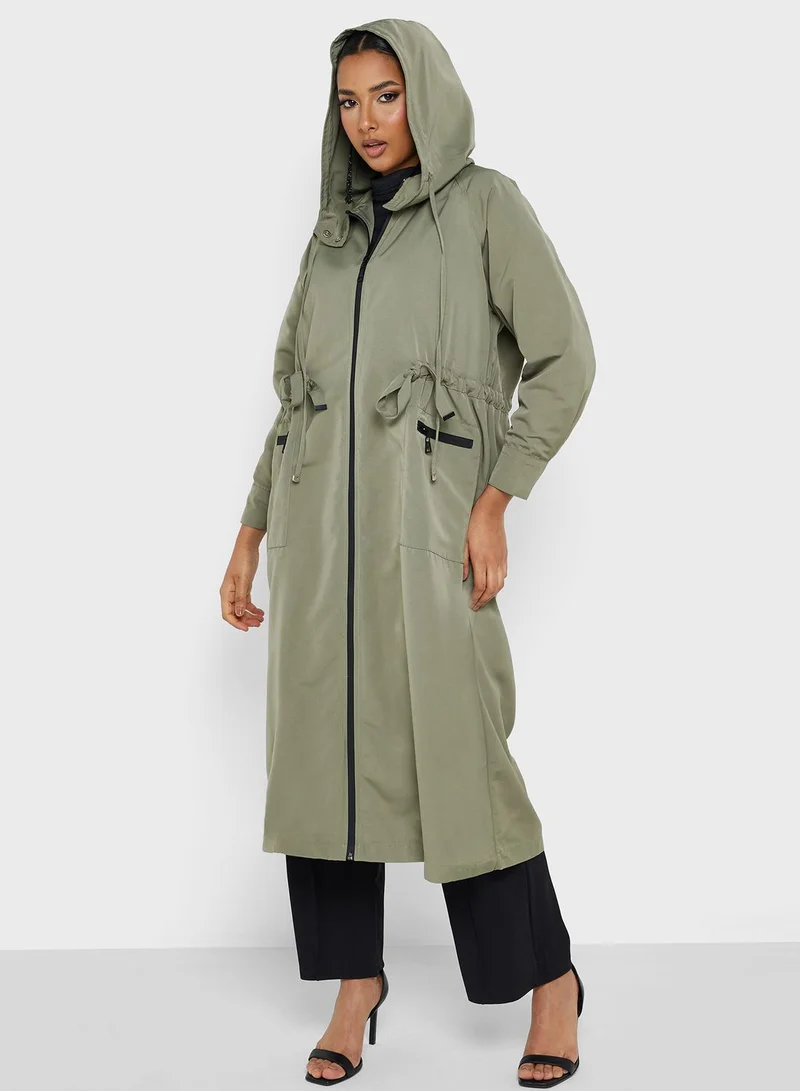 Montania Pocket Detail Longline Coat