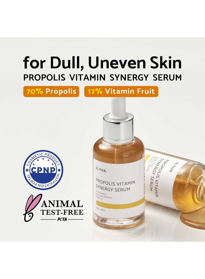 IUNIK Propolis 70% Vitamins 17% Synergy Serum - Centella Asiatica Calming Soothing Deep Nourishing for Dry Dull Spot Hyperpigmentation Sensitive Acne-prone Skin No Pore Clogging Korean Skincare - Image 2