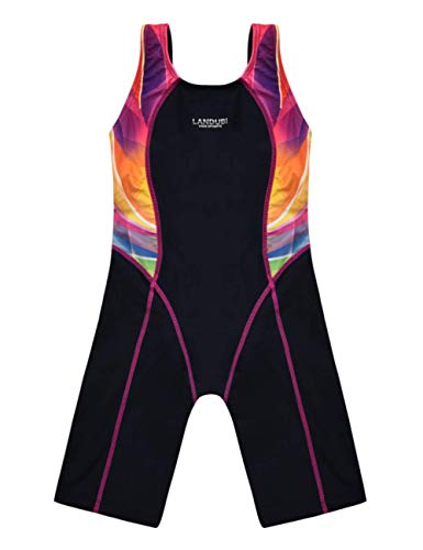Cadocado Big Girls One Piece Swimsuits Boyleg Sports Swimwear Racer Back Athletic Bathing Suit,Blue Grid,14-16 Years - Image 1