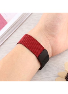 Replacement Strap For Apple Watch Series 7 45mm / 6 & SE & 5 & 4 44mm / 3 & 2 & 1 42mm Milanese Gradient Stainless Steel Watch Band Red+Black