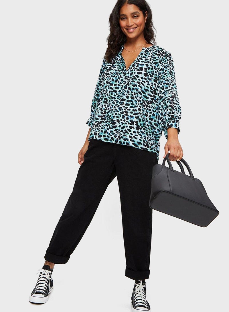DOROTHY PERKINS V-Neck Printed Oversized Top  - Image 1