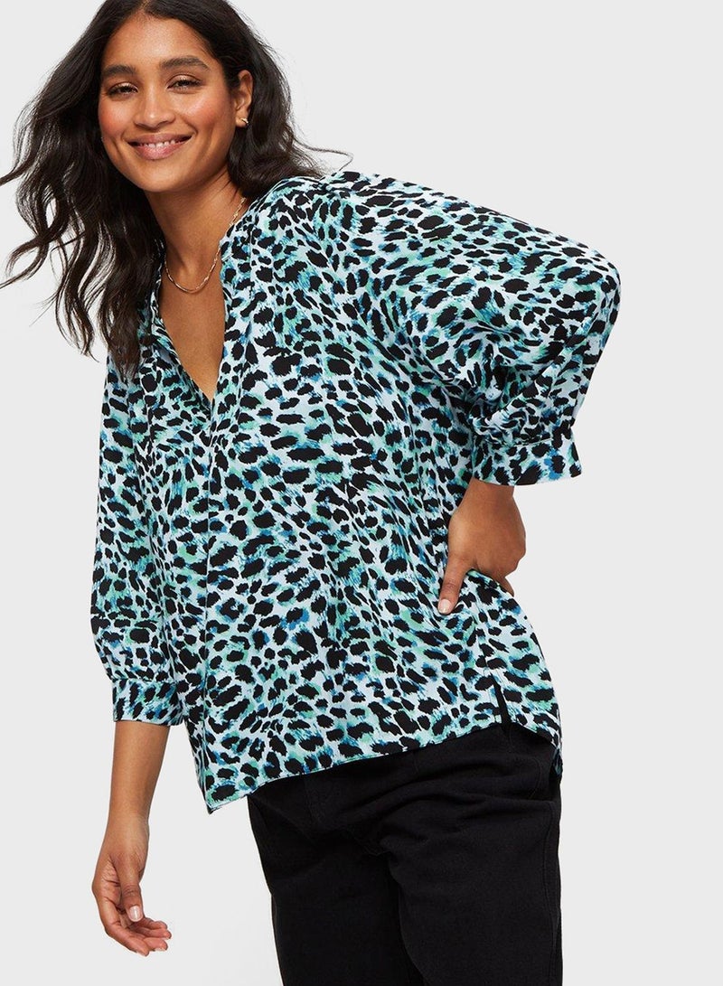 DOROTHY PERKINS V-Neck Printed Oversized Top  - Image 3
