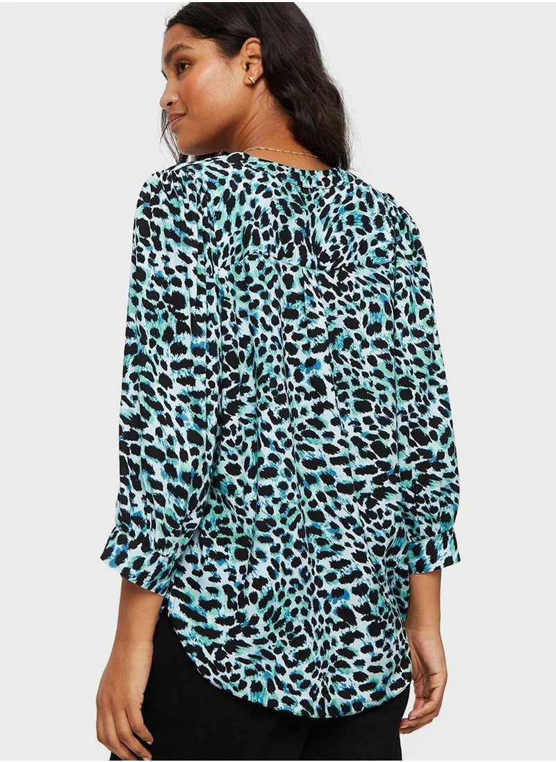 DOROTHY PERKINS V-Neck Printed Oversized Top