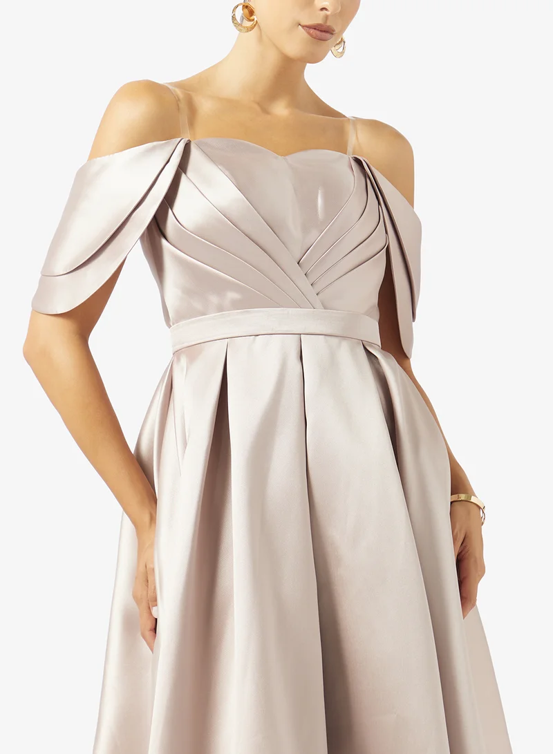 Akadia Fashion  SKIRTLESS PLEATED BUST TAFFETA DRESS for Women | Best Price UAE