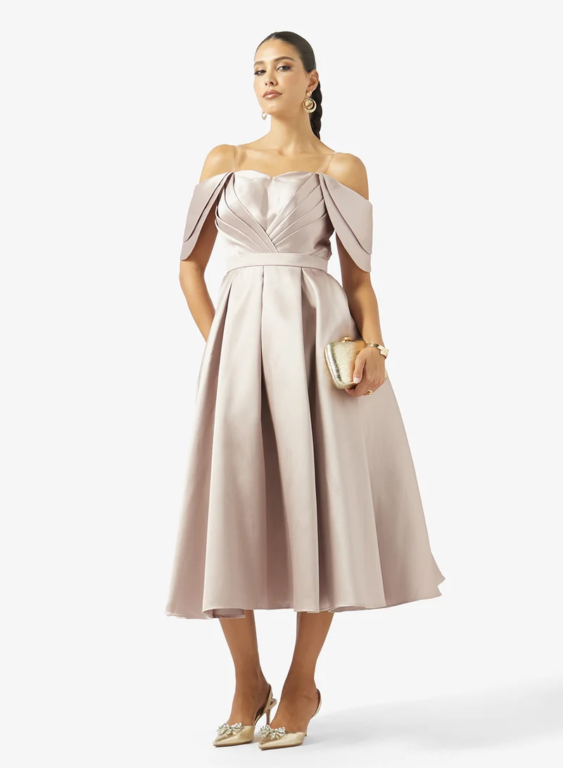 Akadia Fashion  SKIRTLESS PLEATED BUST TAFFETA DRESS for Women | Best Price UAE