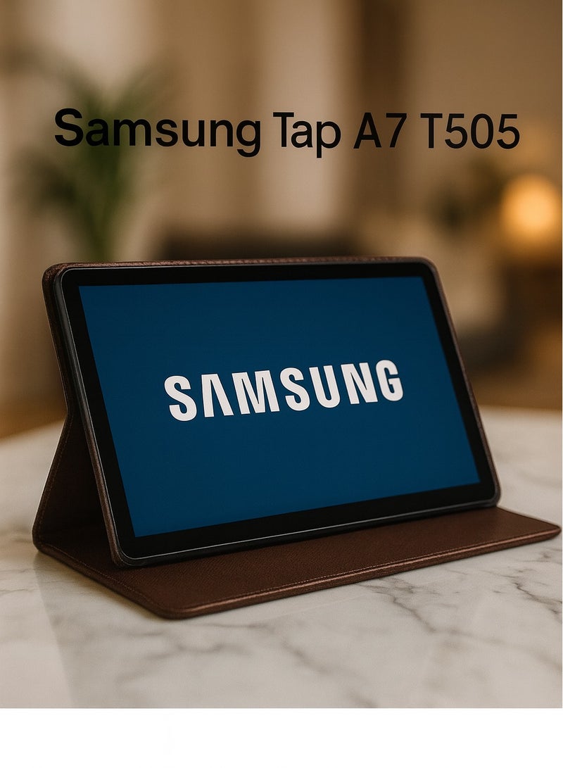 Leather Case for Samsung Tab A7 T505 – Full Protection from Drops and Impacts with Elegant Design and Stand – Brown - Image 1