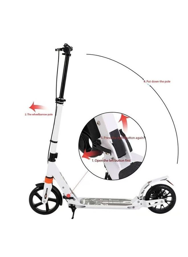 JCB CHIC سكوتر قابل للطي للبالغين والمراهقين، سكوتر بإطارات مقاومة للانفجار، نظام فرامل مزدوج، سكوتر خفيف الوزن للعمل في المدينة والعمل في الهواء الطلق، سكوتر رياضي قابل للطي بدواسة (YS-CT888 أبيض) - Image 4