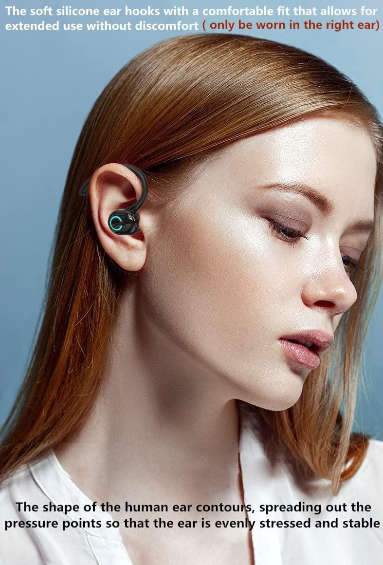 MAKINGTEC Single Ear Bluetooth Earpiece, Bluetooth 5.2 Wireless Earphones, Right Ear In-Ear Bluetooth Headset with Noise Canceling Microphone Waterproof, In Ear Bluetooth Headphones for Business Office Driving - Image 3