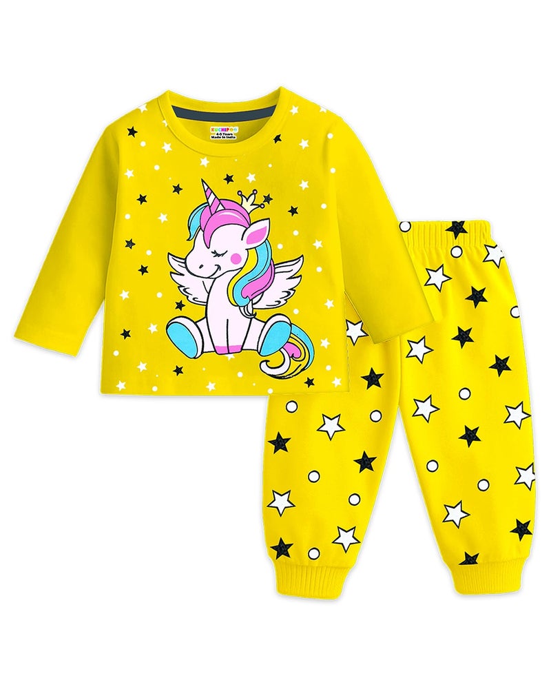 Kuchipoo Girl Regular Fit Cotton T-Shirts and Pyjamas Set (KUC-PSUT-160, 4-5 Years, Multi-Colored) - Image 3