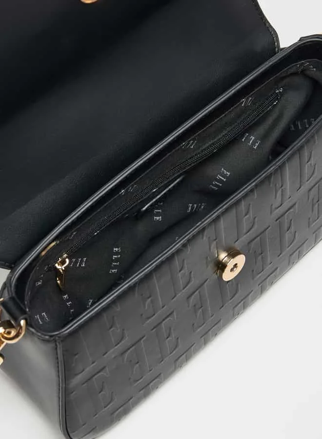 ELLE Women Monogram Embossed Satchel Bag with Button Closure