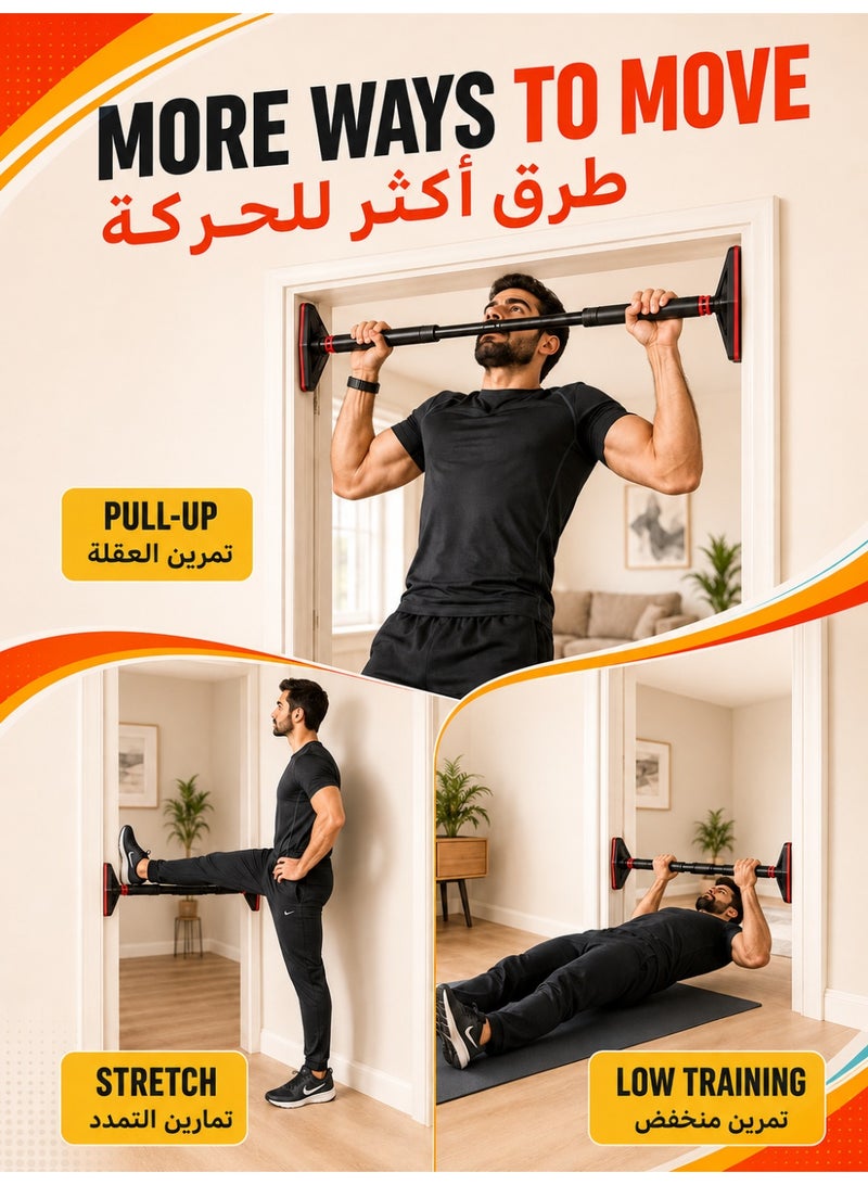 XiuWoo Kids Swing Chair Hanging Bar Swing Rope and Pullup Bar Kids Indoor Doorway Fitness Set Yellow - Image 3