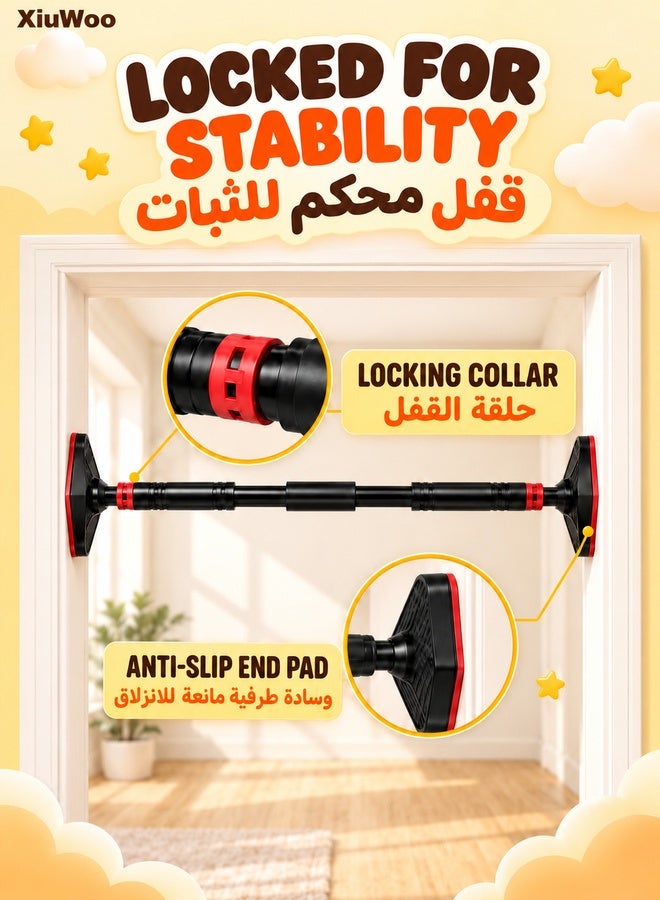 XiuWoo Kids Indoor Swing Set with Doorway Pull Up Bar, Hanging Swing Chair, Gym Rings and Adjustable Rope, Indoor Fitness and Play Set for Children, Door Frame Exercise Bar with Swing Seat, Yellow - Image 4