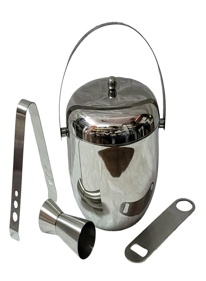 Nooks Stainless Steel Barware Kits and Accessories with Apple Shape ice Bucket (1250ml) and with Cocktail Shaker (750ml) in Silver Color for Home, bar and mini bar (Pack of 11)(Made in India) - Image 4