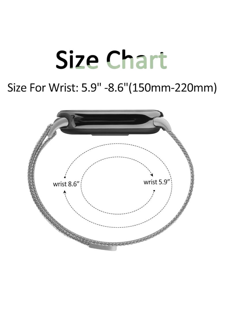 Stainless Steel Strap Replacement for Xiaomi Mi Band 9/8,Adjustable Metal Replacement Strap with Magnetic Buckle for Xiaomi Mi Band 9/8 for Women Men,Silver - Image 4