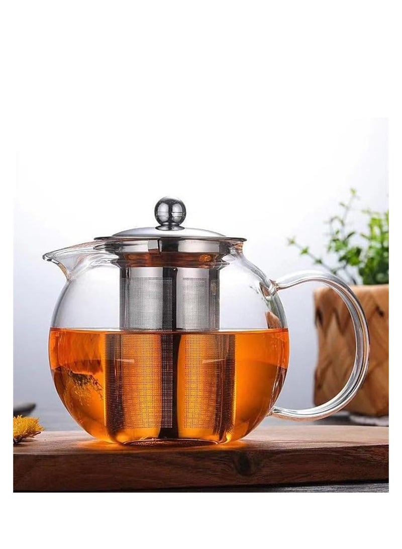 1Chase 1300ML Borosilicate Glass Teapot With Stainless Steel Infuser and Lid - Image 1