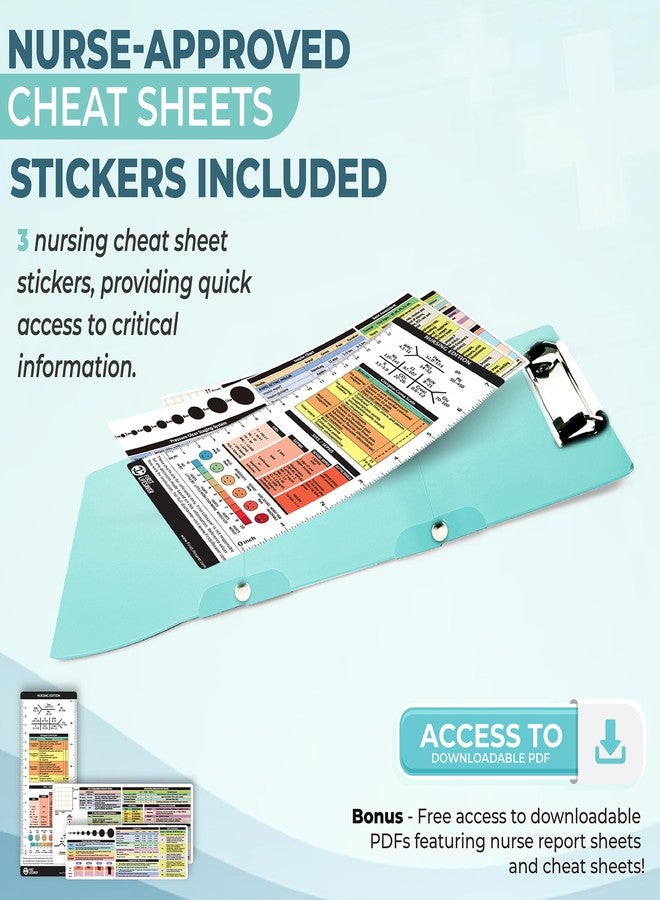 First Lifesaver Nursing Clipboard 3 Layers Aluminum Foldable Nurse Clipboard with Strong ClipFor Nurses, Nursing Students and Doctors (Mint) - Image 3