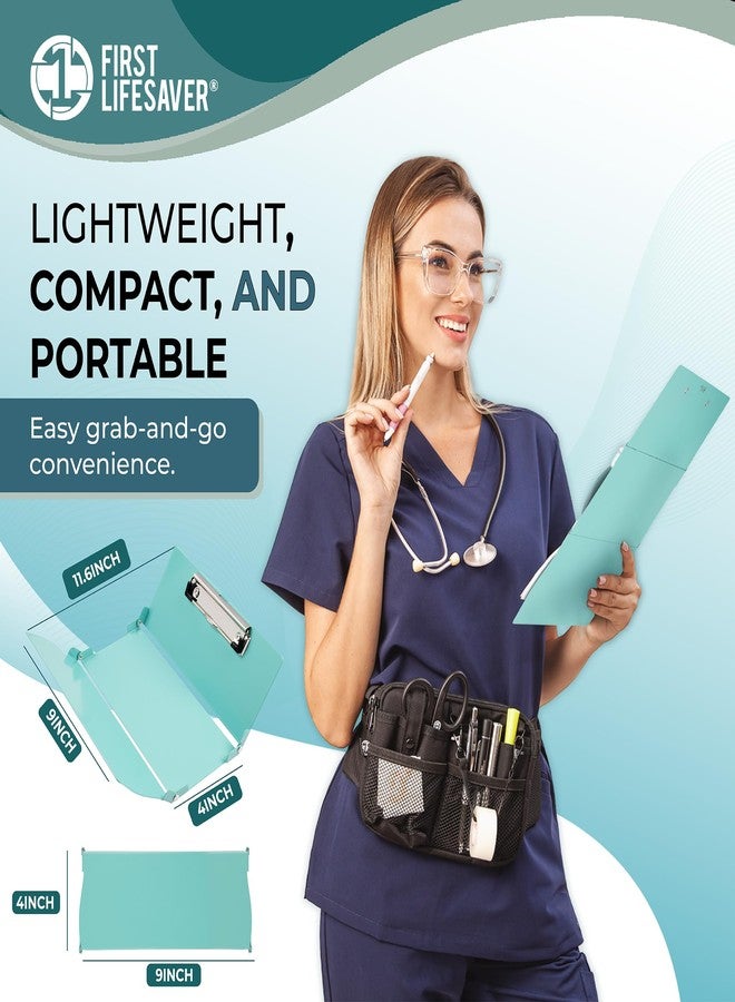 First Lifesaver Nursing Clipboard 3 Layers Aluminum Foldable Nurse Clipboard with Strong ClipFor Nurses, Nursing Students and Doctors (Mint) - Image 2