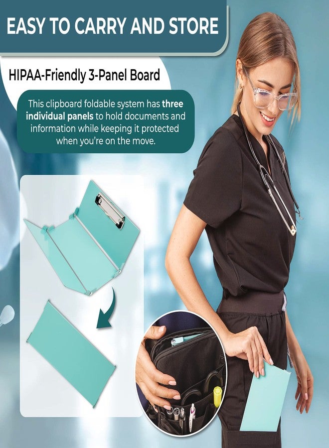 First Lifesaver Nursing Clipboard 3 Layers Aluminum Foldable Nurse Clipboard with Strong ClipFor Nurses, Nursing Students and Doctors (Mint) - Image 4