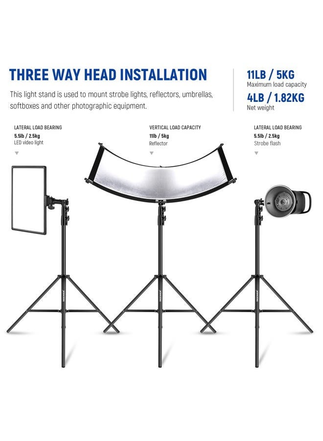 Neewer 9.2ft/2.8m Air Cushioned Light Stand, Heavy Duty Metal Photography Tripod Stand with 1/4" to 3/8" Reversible Spigot, 3 Way Mounting Interface & Metal Locking Knobs, Max Load 5.5lb/2.5kg - Image 4