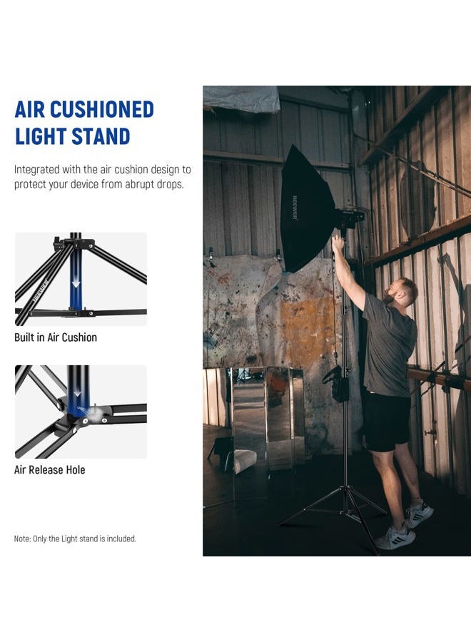 Neewer 9.2ft/2.8m Air Cushioned Light Stand, Heavy Duty Metal Photography Tripod Stand with 1/4" to 3/8" Reversible Spigot, 3 Way Mounting Interface & Metal Locking Knobs, Max Load 5.5lb/2.5kg - Image 3