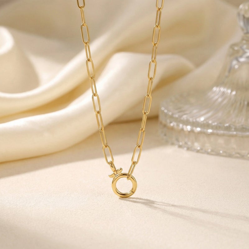 Stainless Steel Geometric Circle Pendant Necklace - Image 3