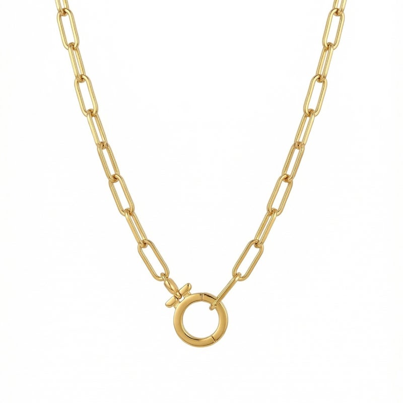 Stainless Steel Geometric Circle Pendant Necklace - Image 5