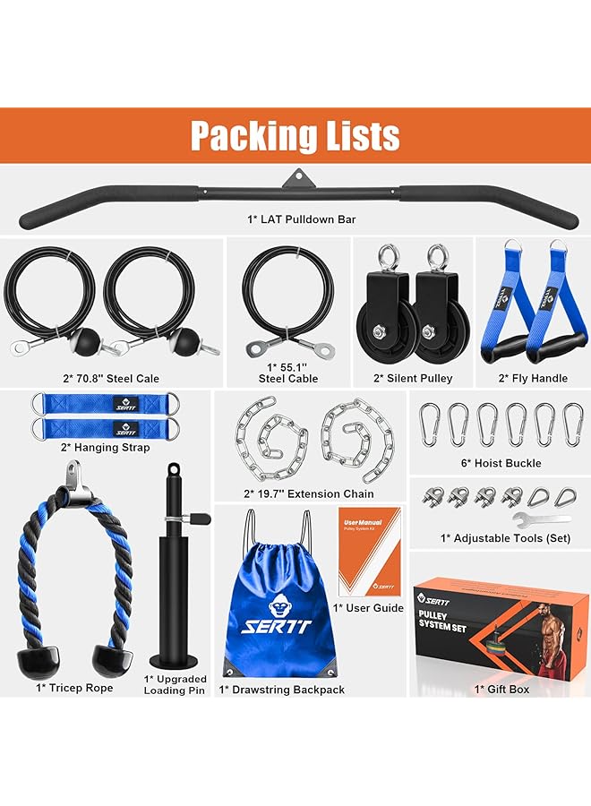 إيروريكس نظام بكرة صالة الألعاب الرياضية المنزلية، نظام بكرة تمرين عضلة ثلاثية الرؤوس لسحب الظهر، ثني العضلة ذات الرأسين، عضلة ثلاثية الرؤوس، الأكتاف، الظهر، تمارين الساعد، نظام بكرة كابلات الأثقال لرف القرفصاء، جراج - Image 2