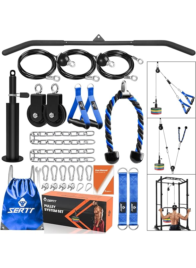 إيروريكس نظام بكرة صالة الألعاب الرياضية المنزلية، نظام بكرة تمرين عضلة ثلاثية الرؤوس لسحب الظهر، ثني العضلة ذات الرأسين، عضلة ثلاثية الرؤوس، الأكتاف، الظهر، تمارين الساعد، نظام بكرة كابلات الأثقال لرف القرفصاء، جراج - Image 1