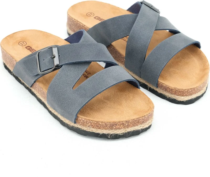 Gezer Summer Women's Cork PVC Sole Single Buckle Adjustable Comfortable Daily Slippers