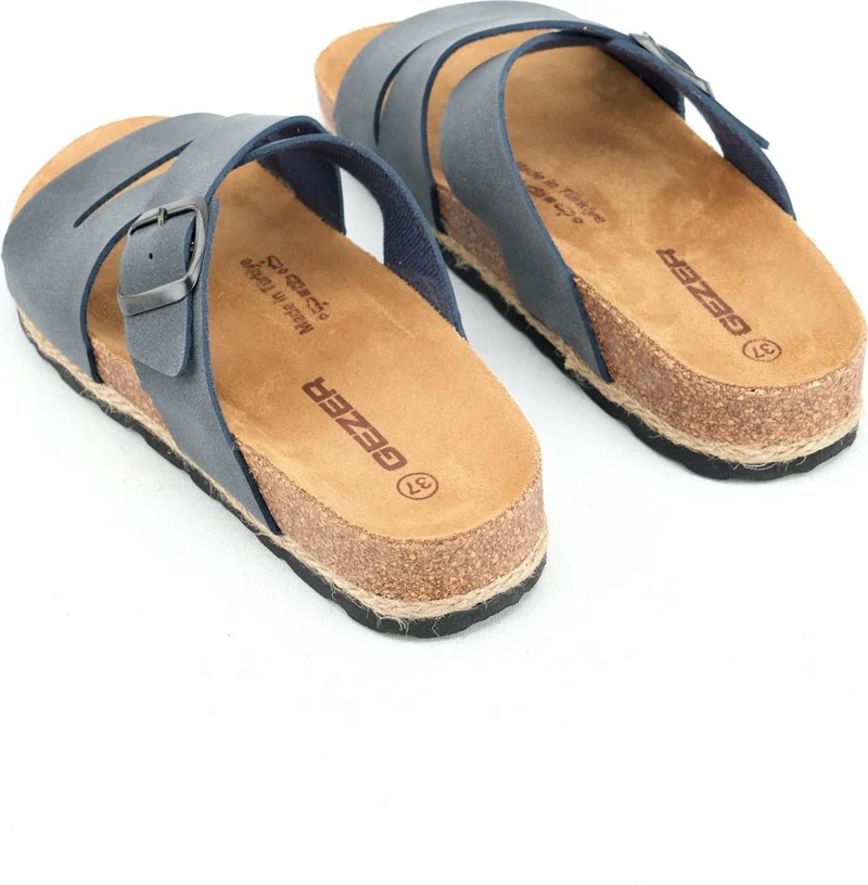 Gezer Summer Women's Cork PVC Sole Single Buckle Adjustable Comfortable Daily Slippers