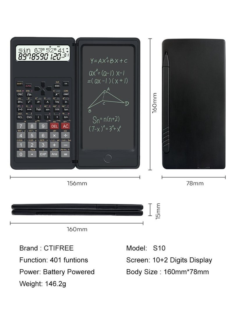 CTIFREE S10 Scientific Calculator with E-writer LCD Writing Tablet, 401 Functions - Image 3