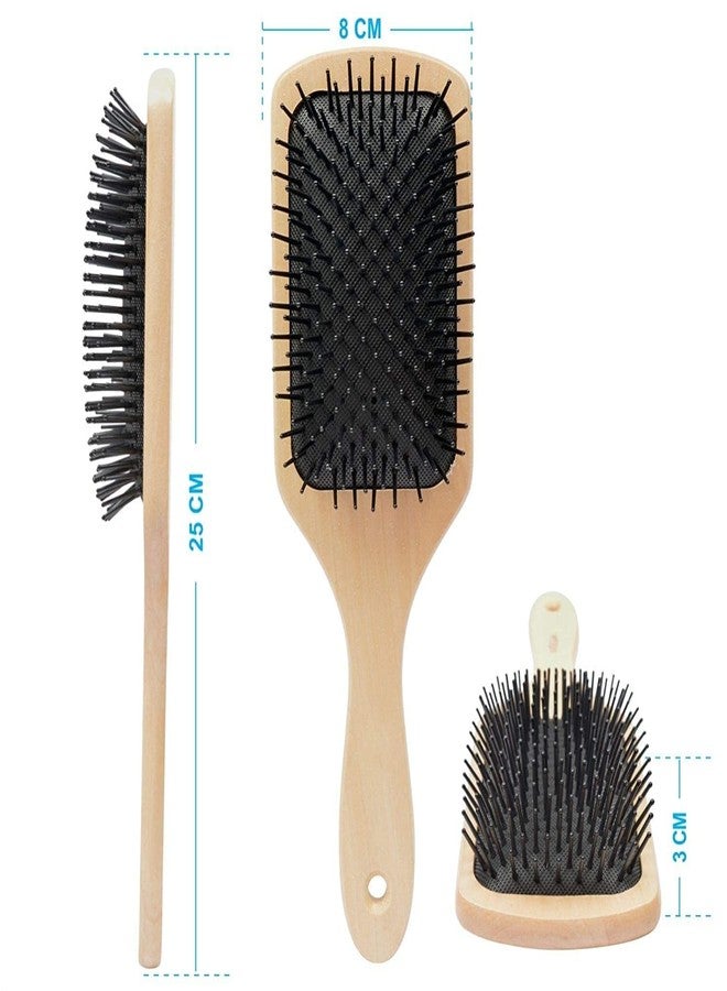 مابل فرشاة شعر من خشب القيقب، فرشاة فك تشابك الشعر الخشبية، فرشاة شعر طبيعية لفك تشابك الشعر للنساء والرجال والأطفال، تحفز فروة الرأس وتساعد على نمو الشعر وتضيف لمعاناً للشعر (مستوردة) - Image 3