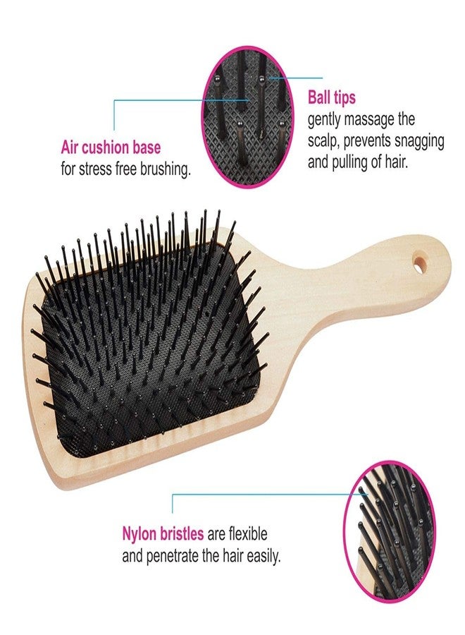 مابل فرشاة شعر من خشب القيقب، فرشاة فك تشابك الشعر الخشبية، فرشاة شعر طبيعية لفك تشابك الشعر للنساء والرجال والأطفال، تحفز فروة الرأس وتساعد على نمو الشعر وتضيف لمعاناً للشعر (مستوردة) - Image 5